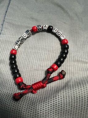 Red & Black Beaded Name Bracelet